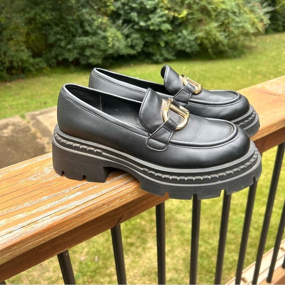 Twinset Black Chucky loafers with Gold Oval T logo - Picture 2 of 7